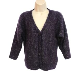 H&M Metallic Cropped Cardigan Navy Gold Medium